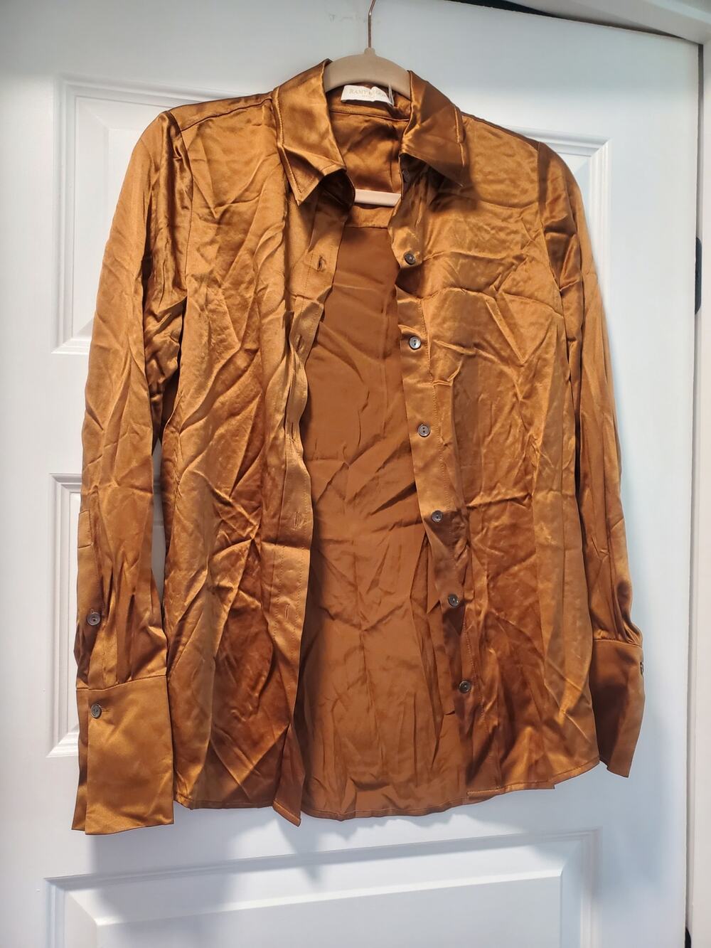 Woman's copper Ramy Brook silk shirt.a21